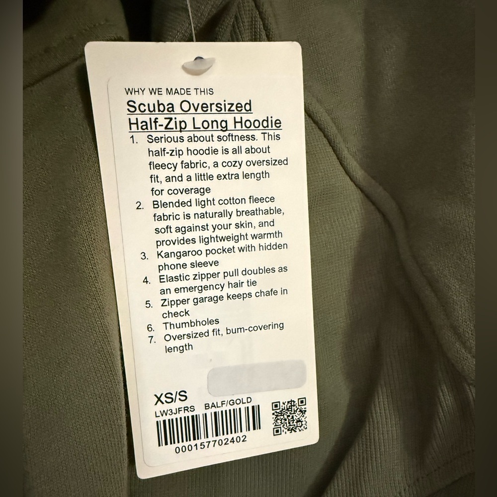 NWT 🌿 Bayleaf/Gold | Lululemon Scuba Oversized Half Zip Hoodie | XS/S - Picture 9 of 10